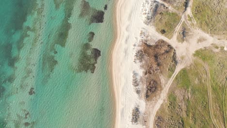 Aerial-Drone-shot-Beach-Summer-Greece-panning-overhead
