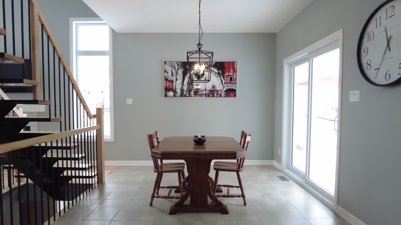 real estate bright dining room dolly effect pov gimbal