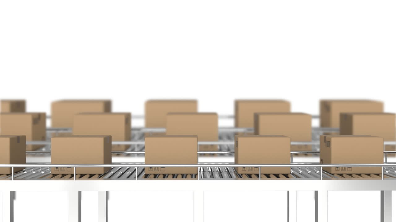 컨베이어 벨트 에 있는 패키지