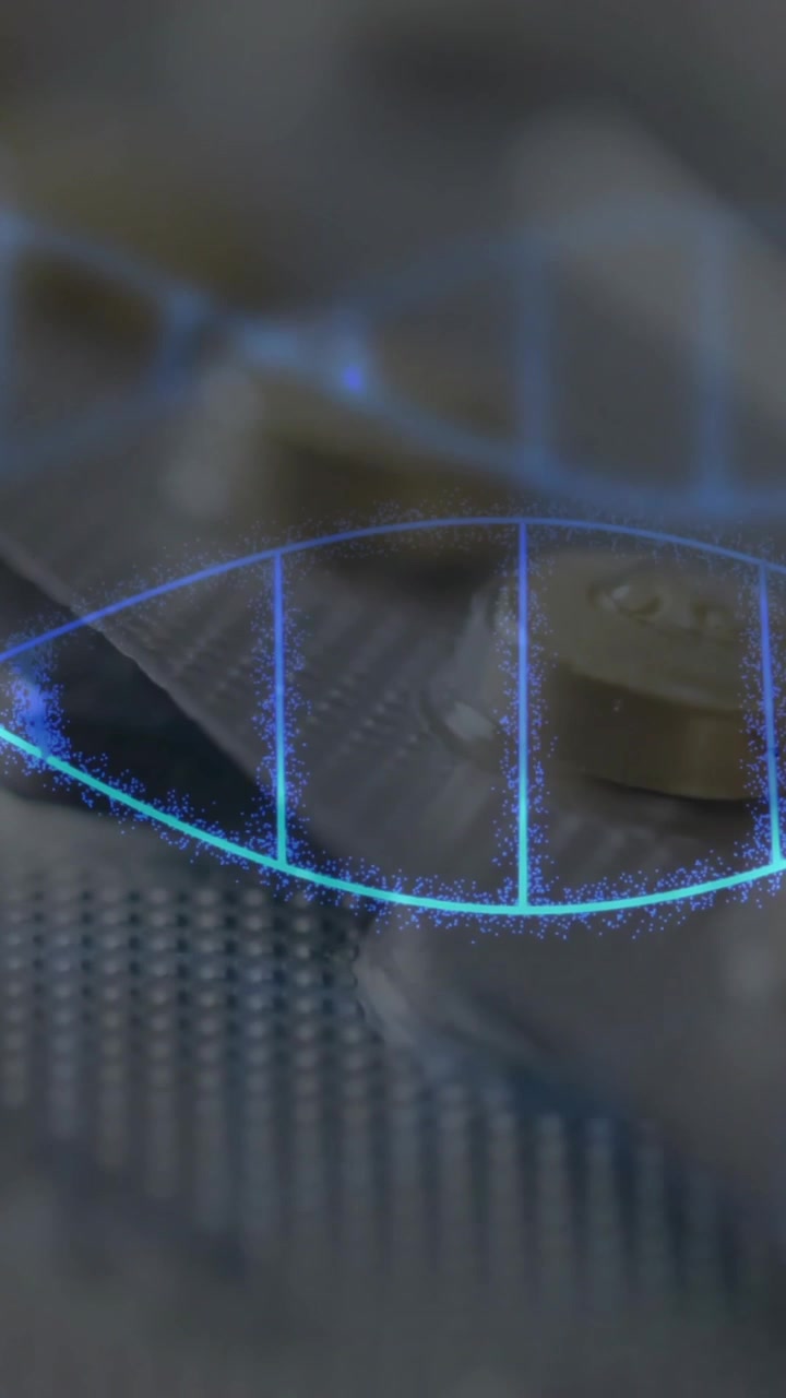 Animation of dna strands over pills