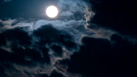 time lapse of super moon with cloudy night sky and shiny stars background.
