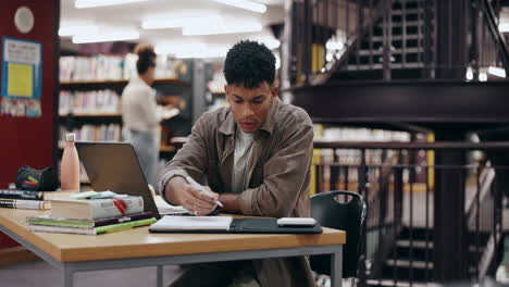 student working in library