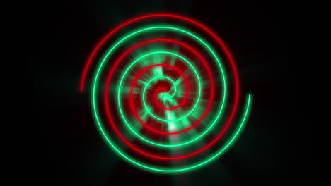 animación de círculos rojos y verdes de neón sobre fondo negro