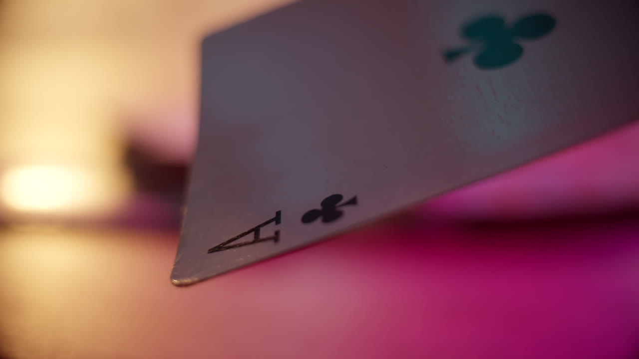 Close-up of Ace of Clubs playing card