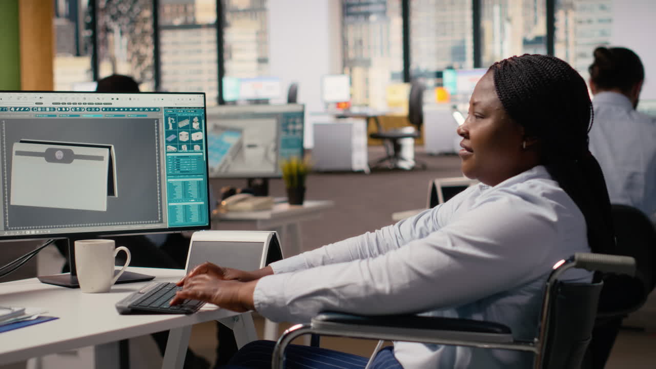 Technician With Disability Creating Solar Powered Device Design