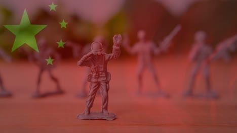 animation of flag of china over toy soldiers