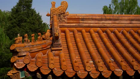 ornate roof detail with ancient chinese motifs in beihai park, beijing