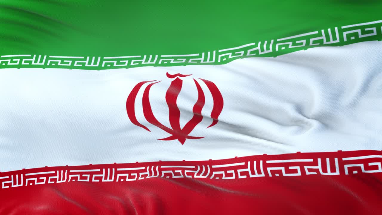 Iran flag waving in the wind with highly detailed fabric texture. Seamless loop