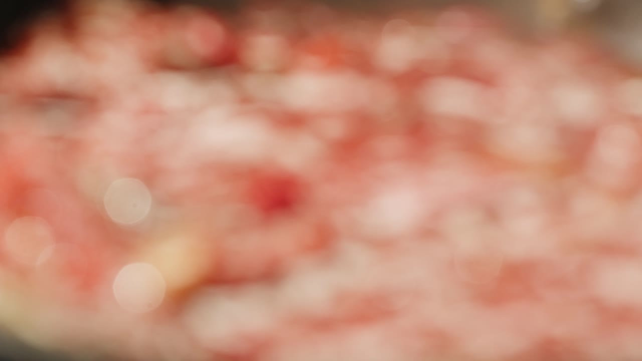 Blurred View of Cooking Meat