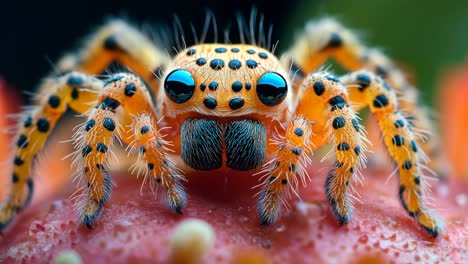 colorful spider perched on a vibrantly colored surface in nature