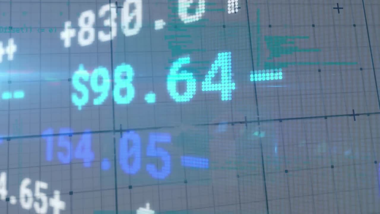 animación del procesamiento de datos sobre el mercado de valores sobre un fondo blanco