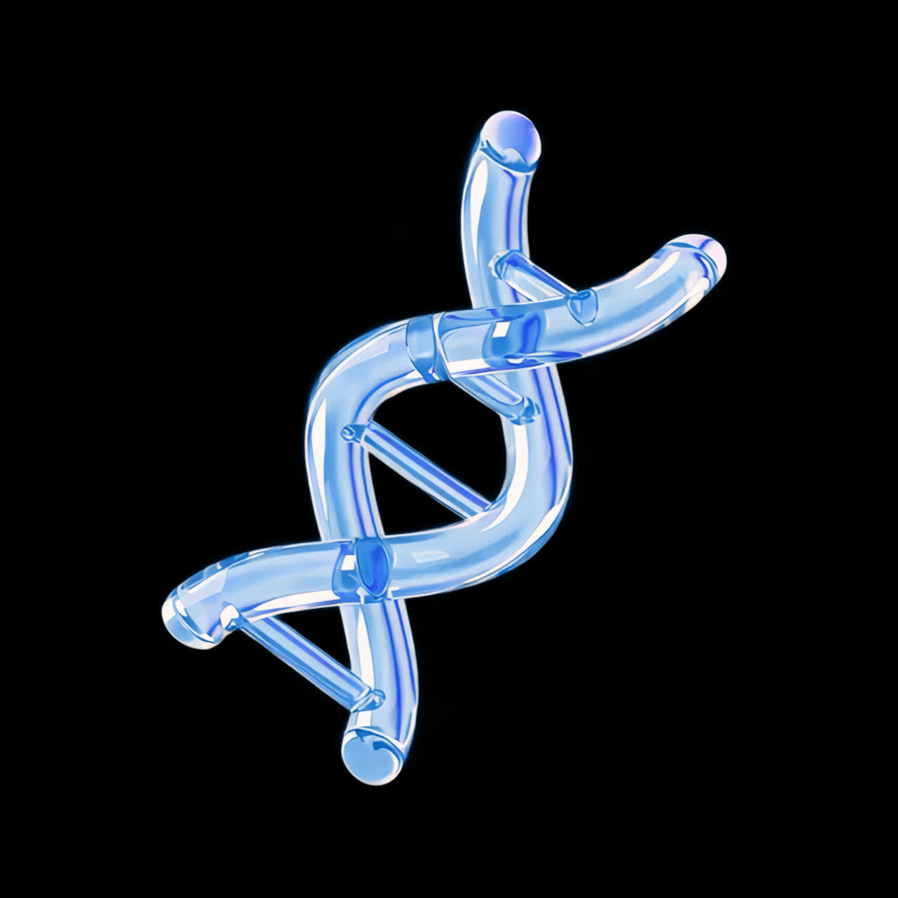 Abstract glass DNA helix animation isolated asset, transparent 4K video, alpha channel, ProRes 4444