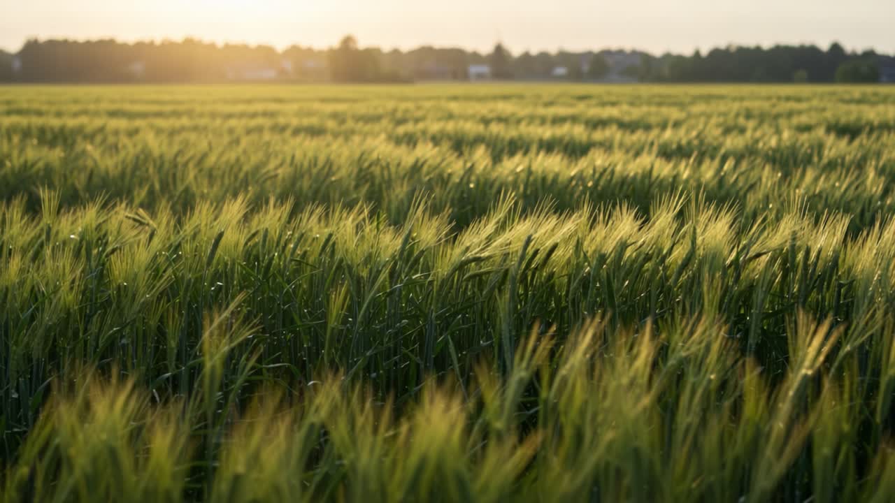 Golden Fields of Wheat at Sunset: A Tranquil Scene Capturing the Beauty of Nature and the Abundance of Grain Glistening in the Warm Evening Light
