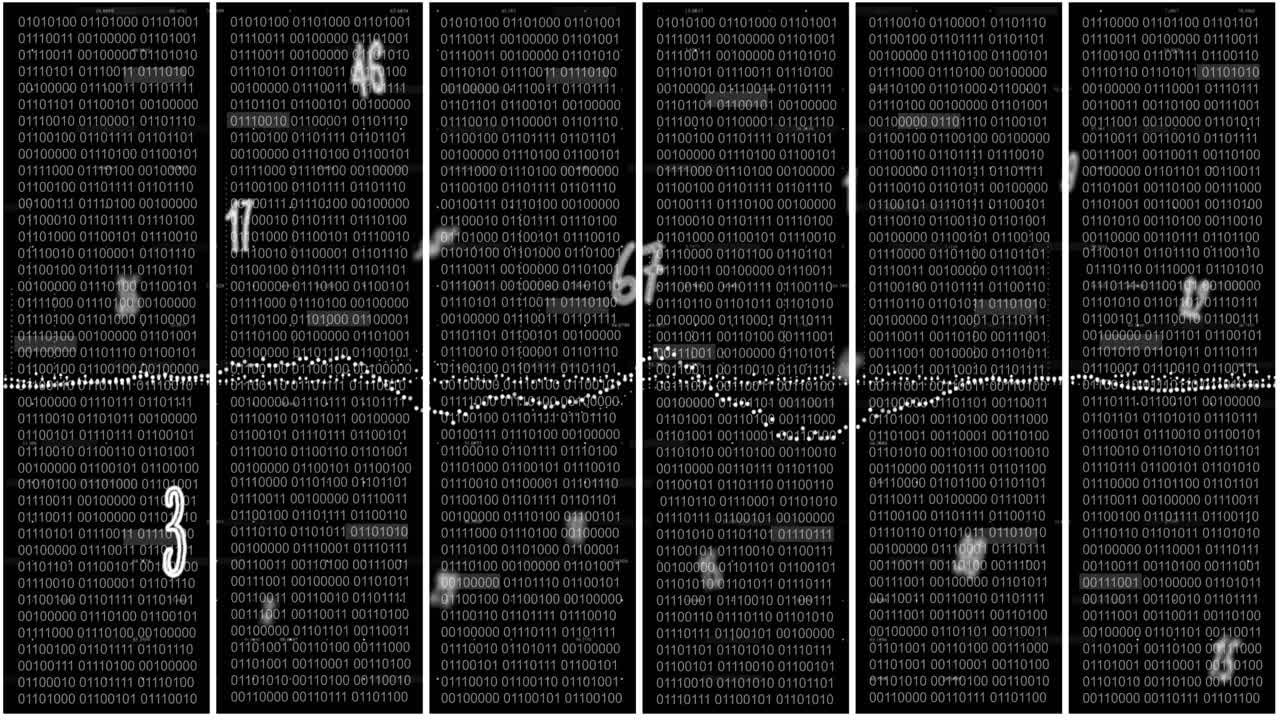 Animation of numbers and data processing over servers