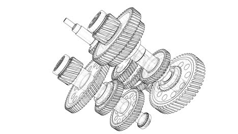 outline gearbox concept. 3d illustration video