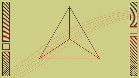 animación digital de múltiples líneas y formas abstractas que se mueven sobre el diseño de formas triangulares contra br