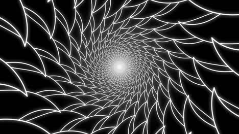 abstract black and white spiral tunnel graphic waves lines looped animation