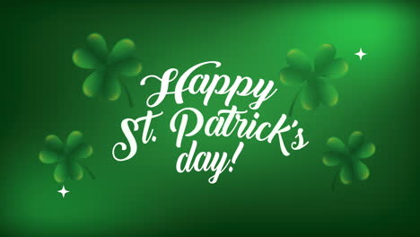 st patricks day animated card with lettering and clovers