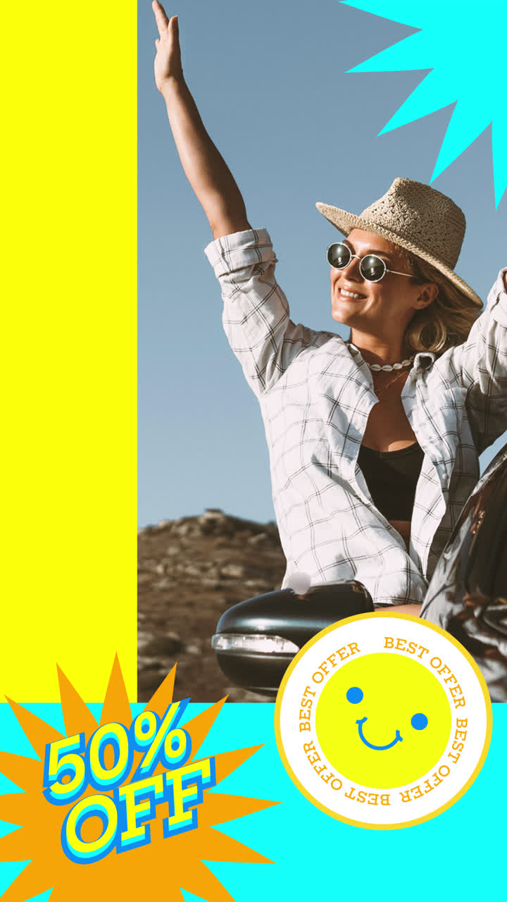 Super Sale Ad with Woman Traveling