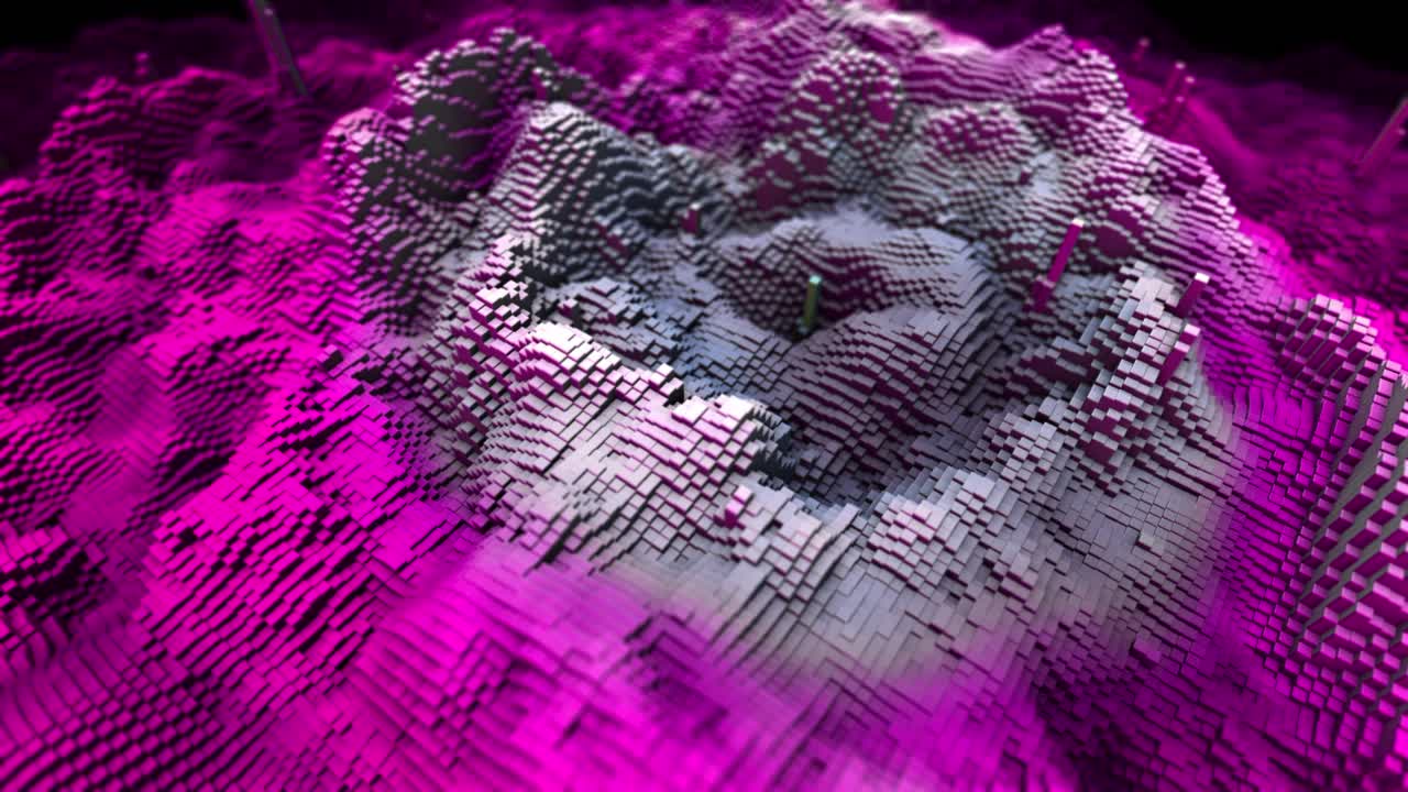 abstracto de paisaje de voxels en 3d