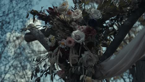 Detail-Of-A-Beautiful-Flowers-Decorated-For-Arch-On-Wedding-Ceremony---Outdoor-Wedding---Close-Up-Shot