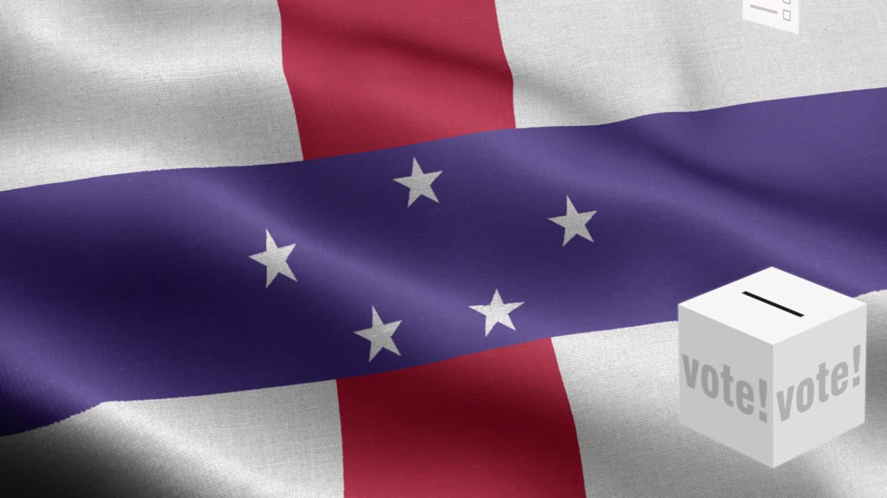 네덜란드를 위한 투표함 - 발 앞에 있는 투표함 - 선거 - 네덜란드 안레스의 발 - 네덜란드안레스 발 높은 세부 사항 - 국가 발 네덜란드안리스 파동 패턴 루프 가능한 요소 - 직물 질감과 끝없는 루프