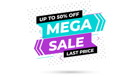 motion graphic of colorful mega sale banners concept