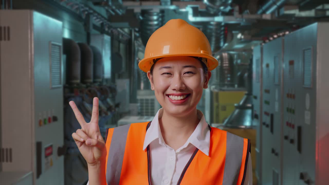 Smiling Female Engineer in Factory