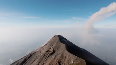 Aerial:-Landscape-view-of-Fuego-volcano-in-Guatemala