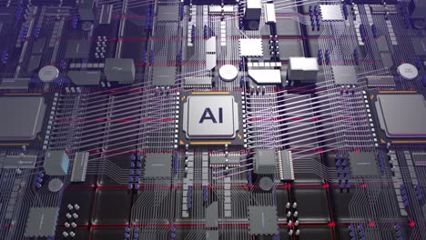 artificial intelligence cpu chip processing and transferring data to cloud.