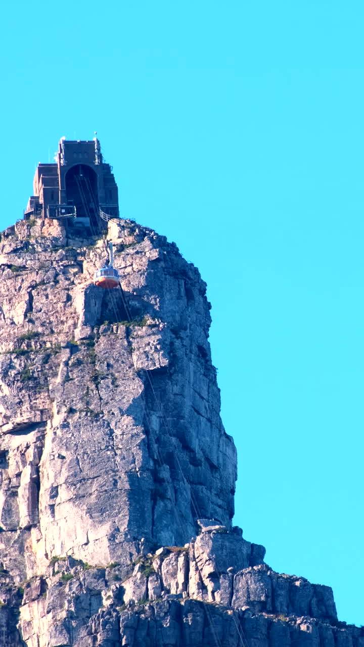 Vertical - Table Mountain aerial cableway cable car descending from top