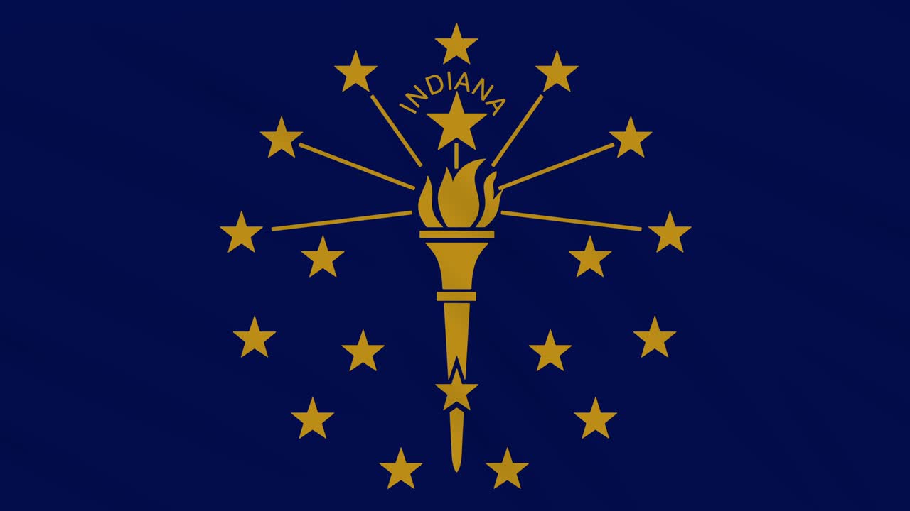 la bandera de indiana flota en el viento, bucle para el fondo