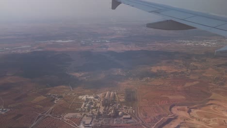 an aerial shot form a plane of a cement and concrete manufacturing plant