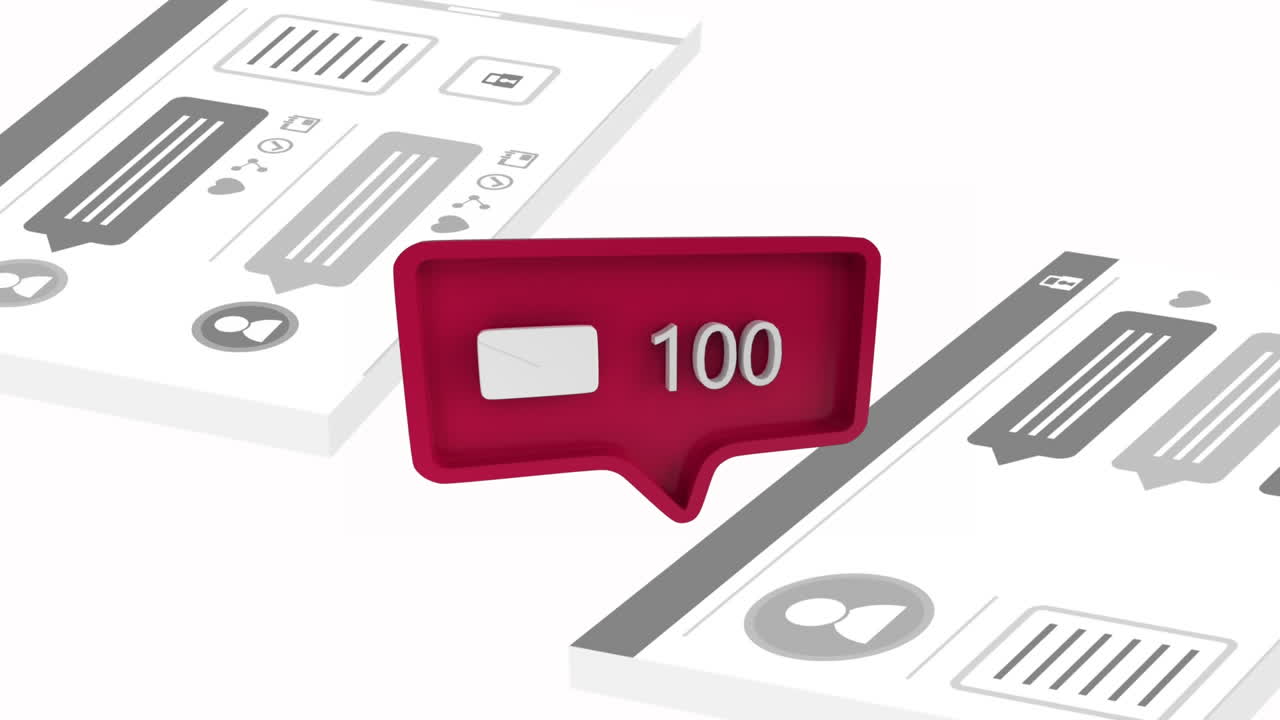 icono de mensaje aumentando en el recuento en las redes sociales