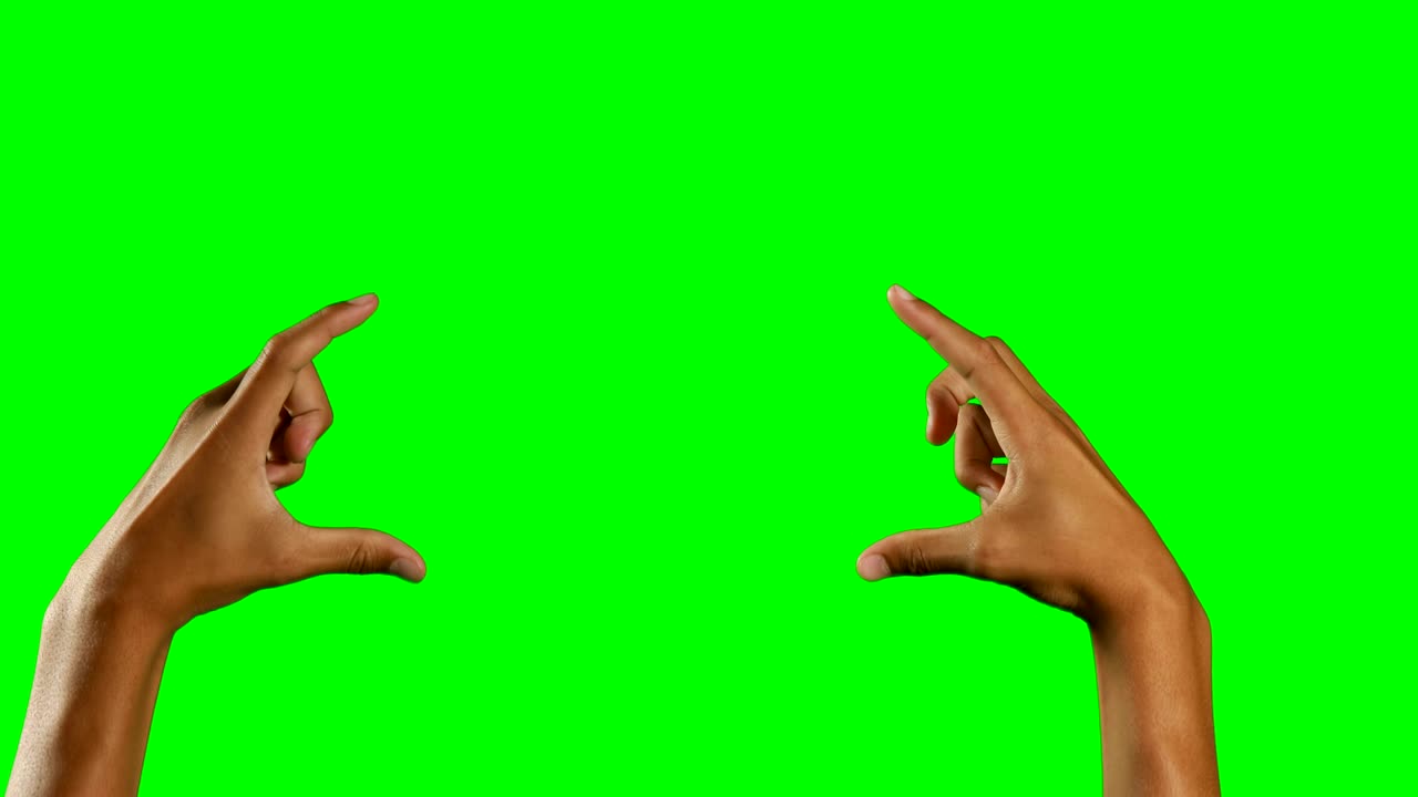 Hands pretending to use an invisible screen