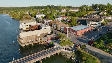 drone shot of seafaring town, coupeville