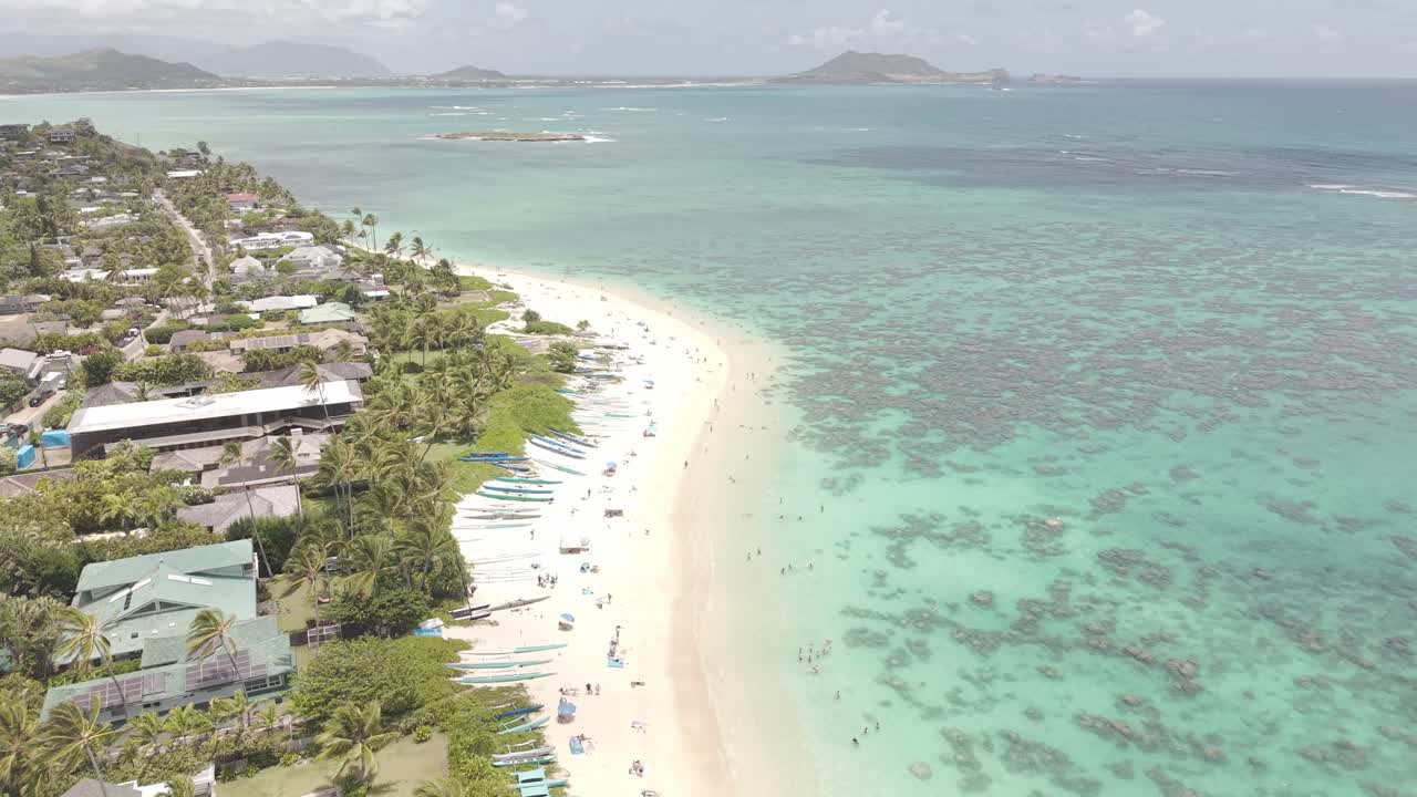 Quang cảnh trên không của Bãi biển Lanikai trên Đảo Oahu, Hawaii Hoa Kỳ, Ảnh chụp bằng Drone