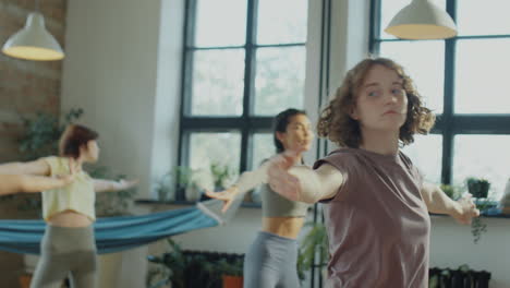 girl training on yoga class