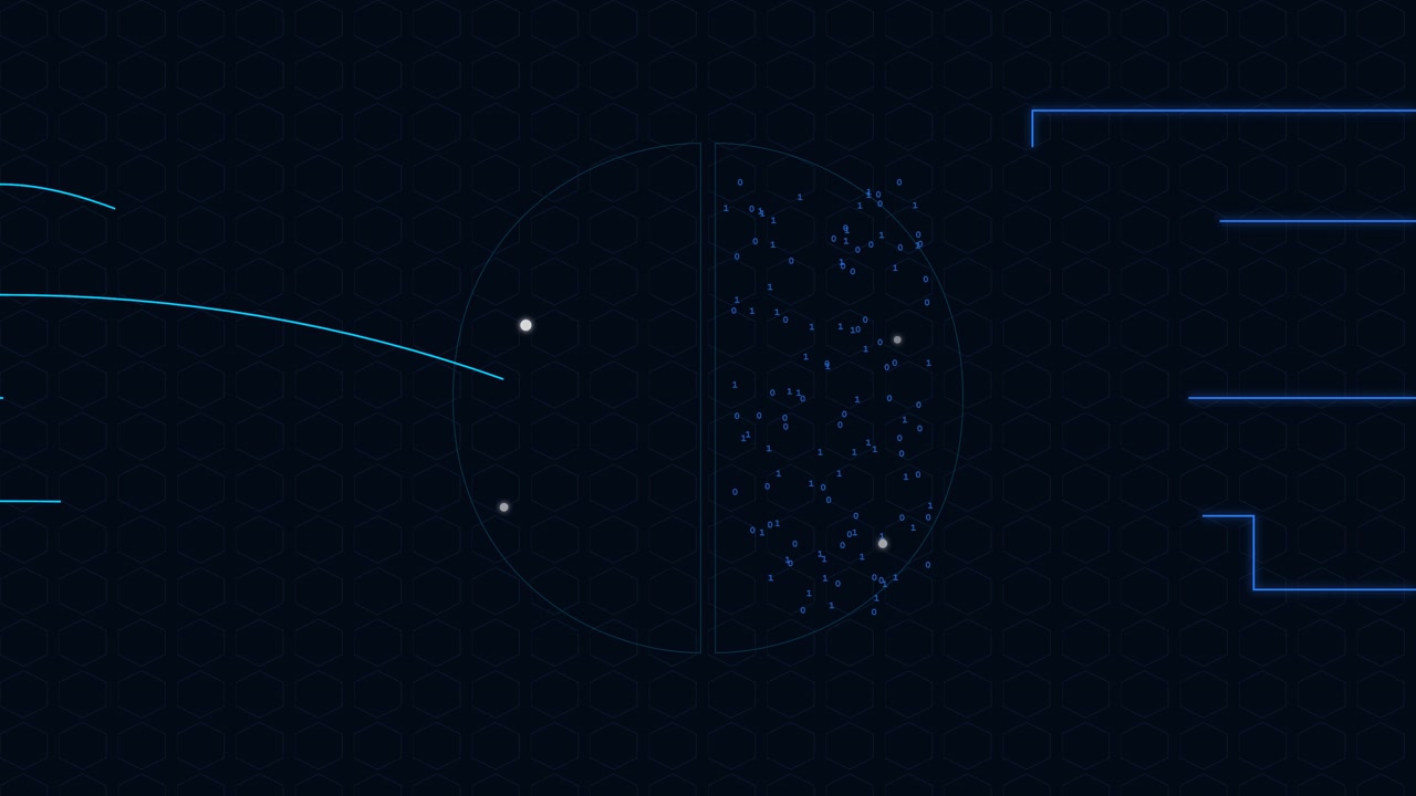 Abstract Digital Interface with Binary Data and Geometric Lines