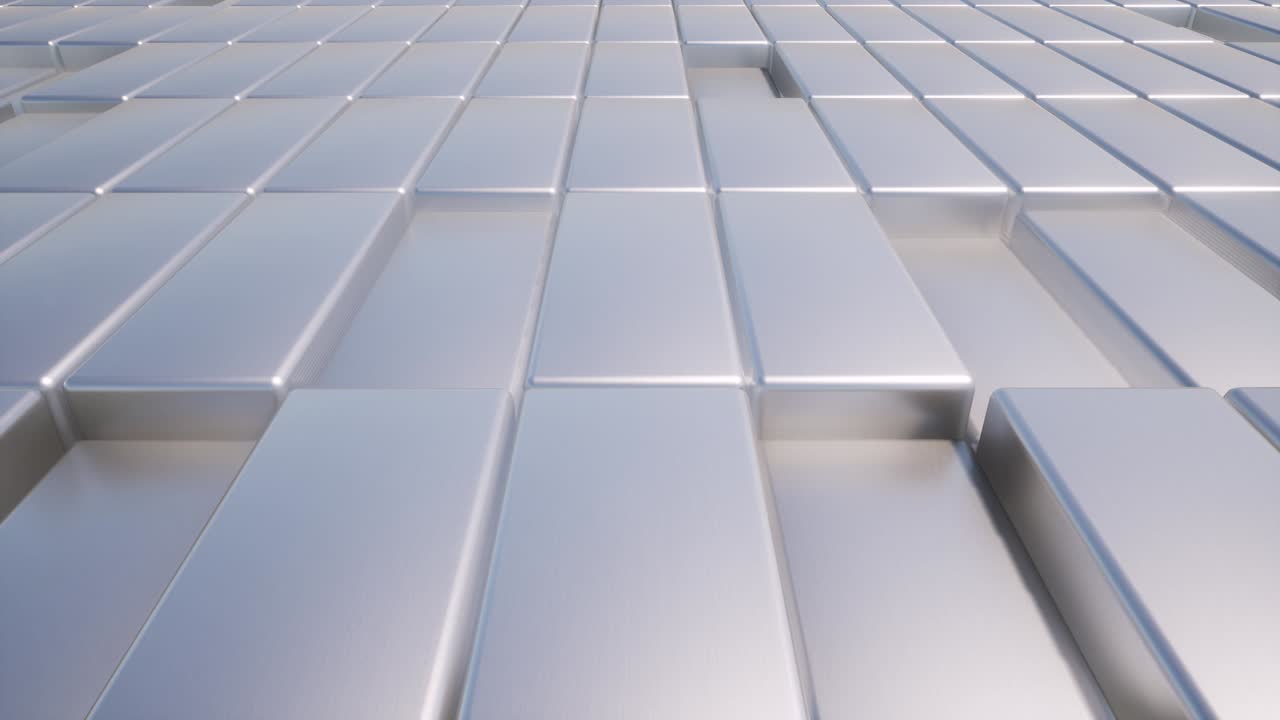 Realistic abstract metal boxes Top view 4k