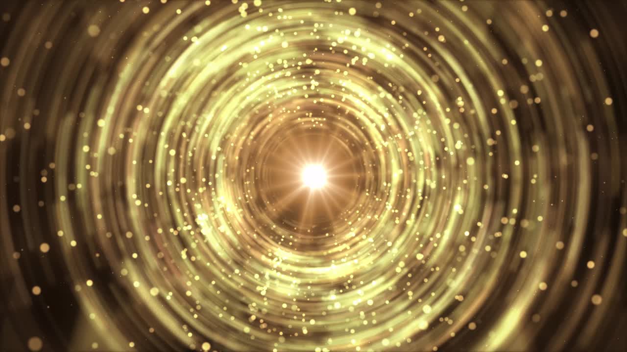 4k 추상적인 골든 글래머 터널, 빛과 입자 루프 배경