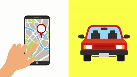 mano con móvil gps navegación mapa ubicación coches