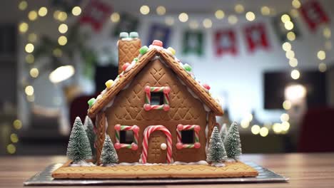 an exquisite gingerbread house displayed with cheerful decorations, perfectly crafted for a festive atmosphere, ideal for celebrating the holiday spirit