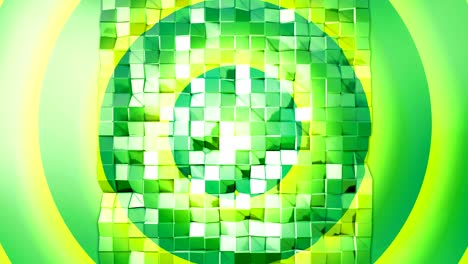 4k limpio bajo poli fondo animado en bucle. animación 3d sin costuras en estilo geométrico moderno con colores de gradiente moderno. fondo creativo simple. gradiente verde amarillo, 3