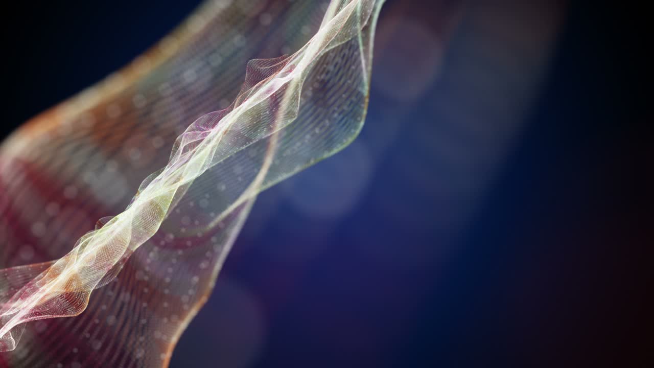 천천히 움직이는 입자 파동 물체와 함께 환상적인 애니메이션, 4096x2304 루프 4k