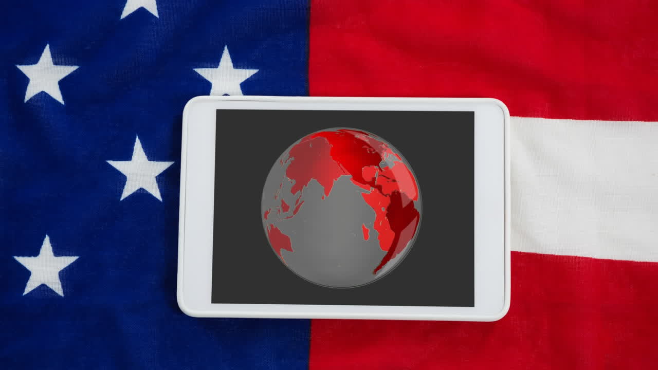 animación del globo girando en una pantalla táctil