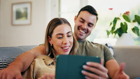 Marriage,-relax-and-couple-with-a-tablet