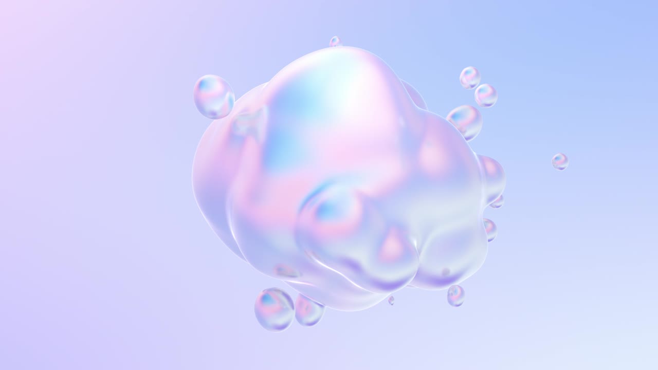 Morphing Holographic Liquid blobs abstract 3D animation