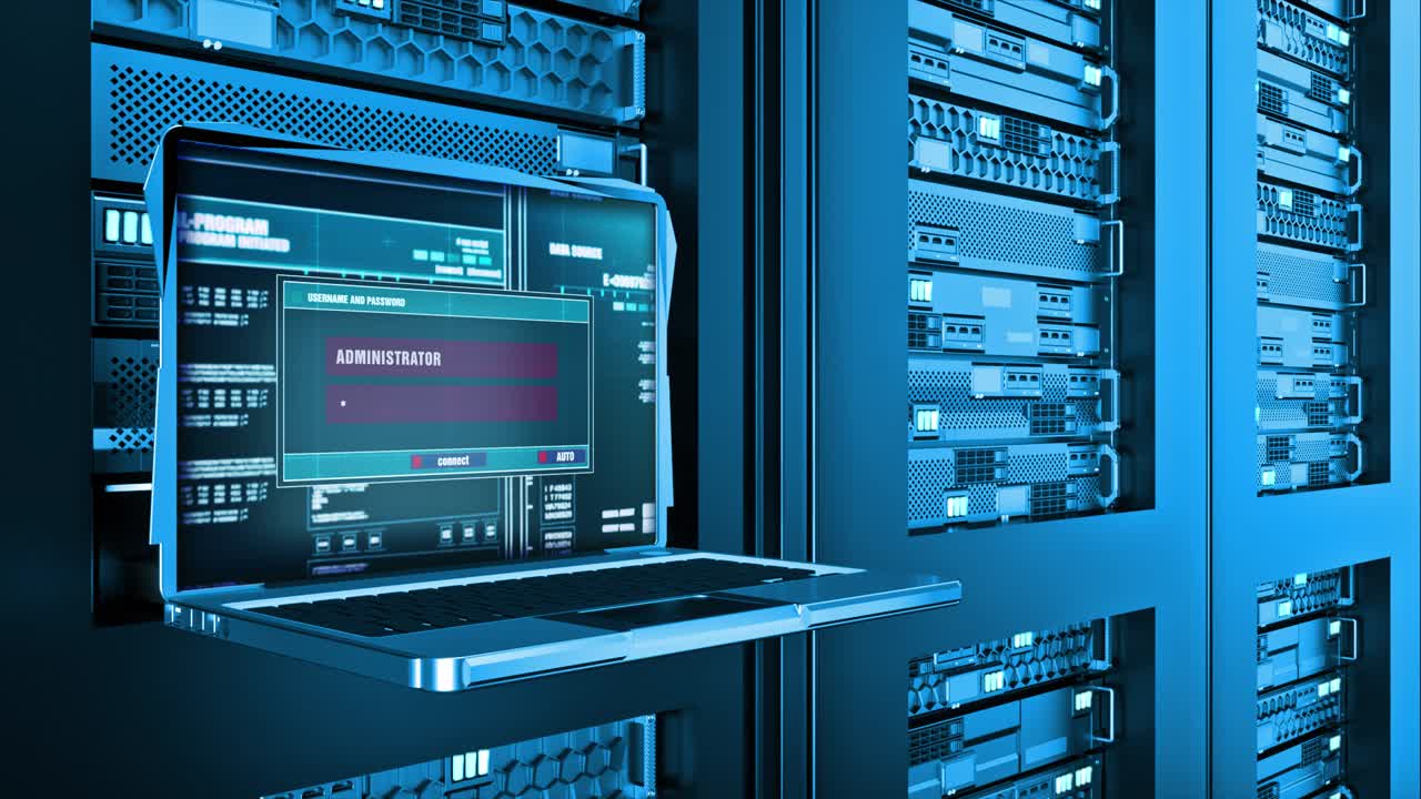 Database attack warning error alert text on computer screen entering login and password on server