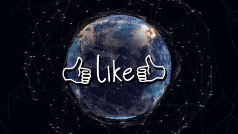 animation of like text over globe